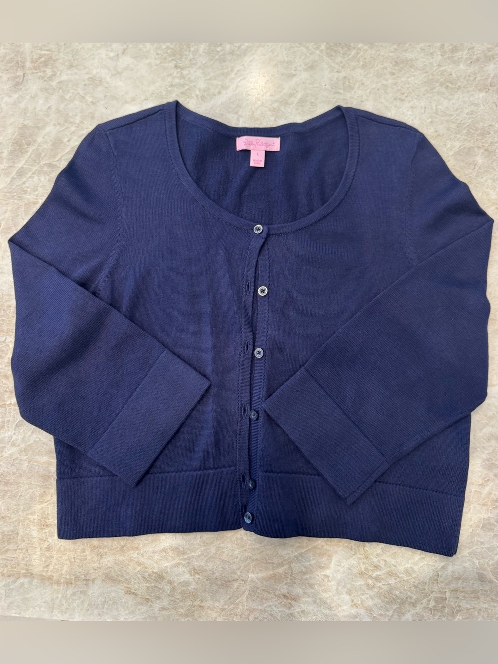 Lilly Pulitzer Cropped Cardigan, Navy/Navy, Sz L